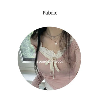 Big V-neck cropped long sleeve T-shirt in