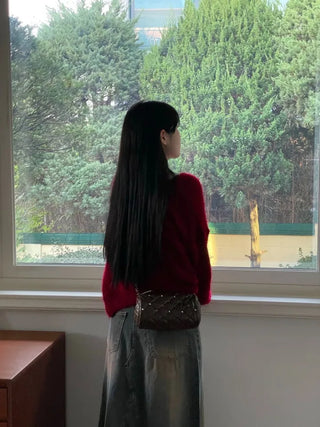 Chien Hem Fringe Maxi Long Denim Skirt