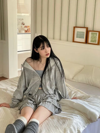 Basic Crop Two-Zip Hooded Zip-Up in