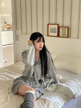 Basic Crop Two-Zip Hooded Zip-Up in