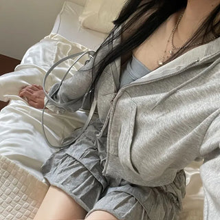 Basic Crop Two-Zip Hooded Zip-Up in