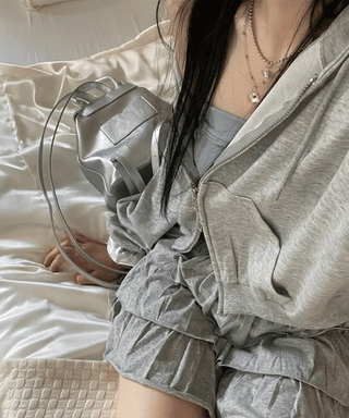 Basic Crop Two-Zip Hooded Zip-Up in