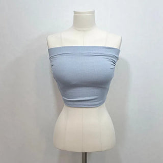 Saki banding shirring crop bra top