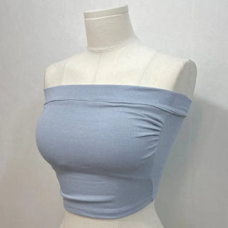 Saki banding shirring crop bra top