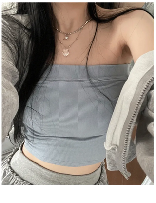 Saki banding shirring crop bra top