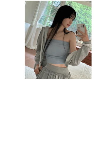 Saki banding shirring crop bra top