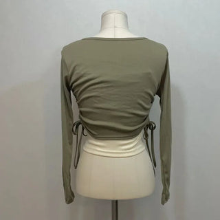 set Chuchu layered shirring crop cardigan team nasi set