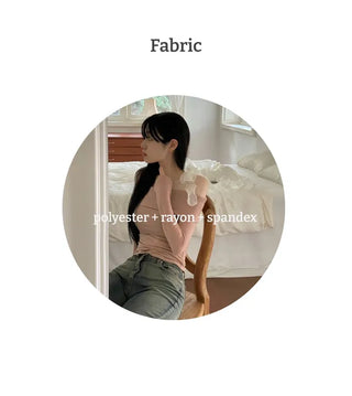 Wellin Off-Shoulder Uneven Ribbon Long-Sleeve T-Shirt in