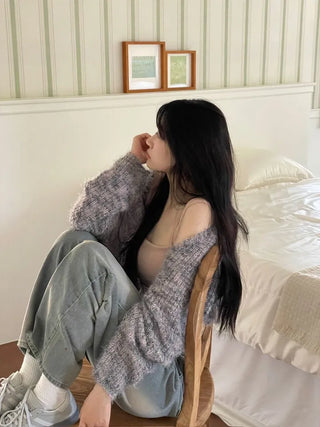Mix Loose Crop Knit Mix Bolero