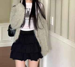 Kitty World side shirring crop long sleeve t-shirt one color