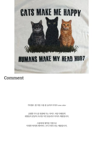 Kitty World side shirring crop long sleeve t-shirt one color