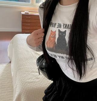 Kitty World side shirring crop long sleeve t-shirt one color