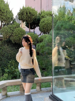 Tarte Unbalanced Shoulder Team Round Knit