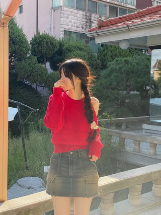 Tarte Unbalanced Shoulder Team Round Knit