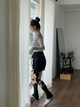 Love Unbalanced Flare Wrap Mini Skirt Pants