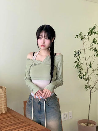 Dummy String Wide Denim Long Pants