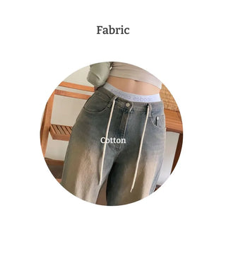 Dummy String Wide Denim Long Pants