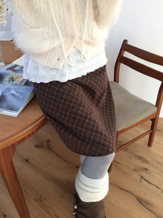Yuju Avant Loose Hooded Button Pine Needle Knit Cardigan