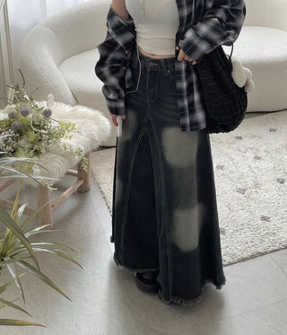 Maxi Skirt Denim Long Skirt 2size