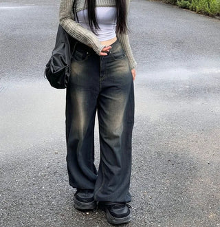 Kobe Sand Washed Deep Blue Wide Denim 2size