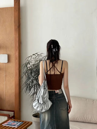 DIEN X Long Strap Ribbon Halter Neck Sleeveless