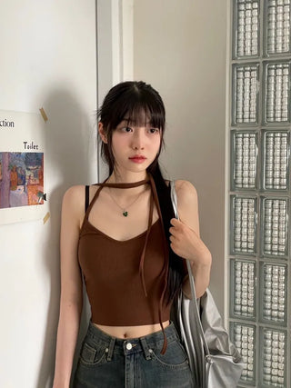 DIEN X Long Strap Ribbon Halter Neck Sleeveless