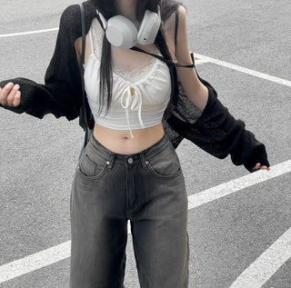 Sharo shirring ribbon bustier sleeveless