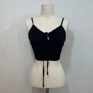 Sharo shirring ribbon bustier sleeveless