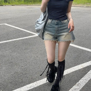 Saha part vintage sand tin denim shorts