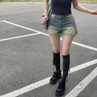 Saha part vintage sand tin denim shorts