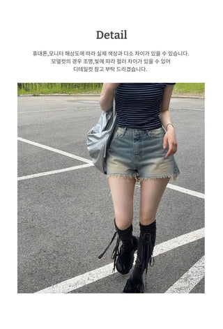 Saha part vintage sand tin denim shorts