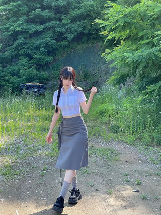 Side slit strap layered binding skirt