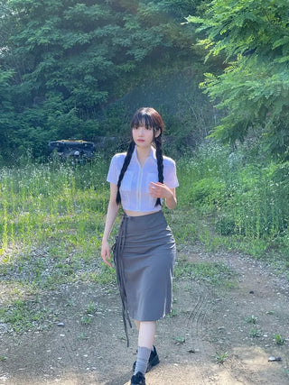 Side slit strap layered binding skirt