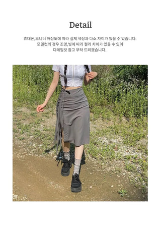 Side slit strap layered binding skirt