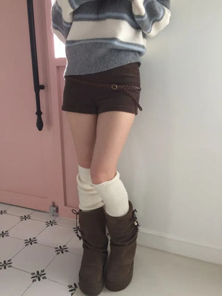 Dolly Corduroy Golden High-Waist Shorts