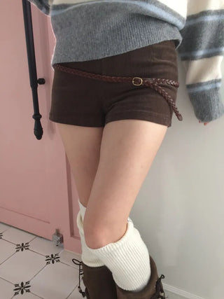 Dolly Corduroy Golden High-Waist Shorts