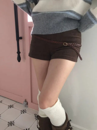 Dolly Corduroy Golden High-Waist Shorts