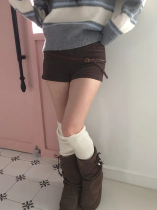 Dolly Corduroy Golden High-Waist Shorts