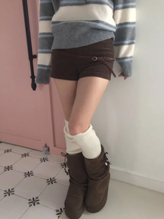 Dolly Corduroy Golden High-Waist Shorts
