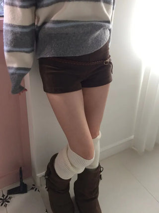 Dolly Corduroy Golden High-Waist Shorts