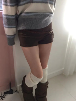 Dolly Corduroy Golden High-Waist Shorts