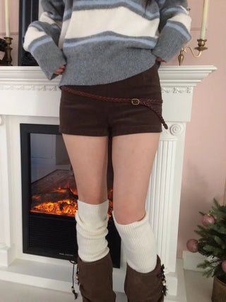Dolly Corduroy Golden High-Waist Shorts