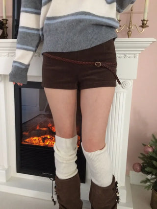 Dolly Corduroy Golden High-Waist Shorts