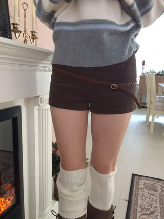 Dolly Corduroy Golden High-Waist Shorts
