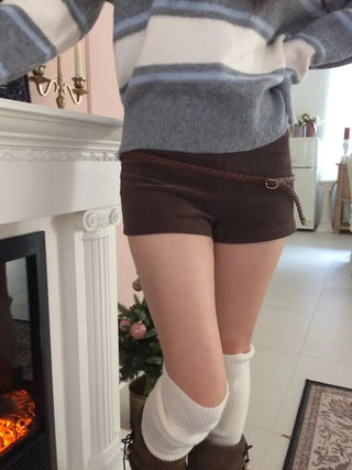 Dolly Corduroy Golden High-Waist Shorts