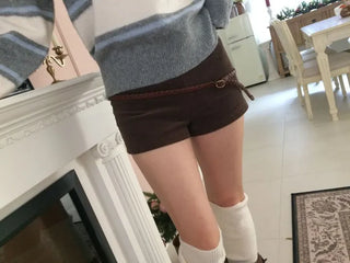 Dolly Corduroy Golden High-Waist Shorts