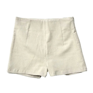 Dolly Corduroy Golden High-Waist Shorts