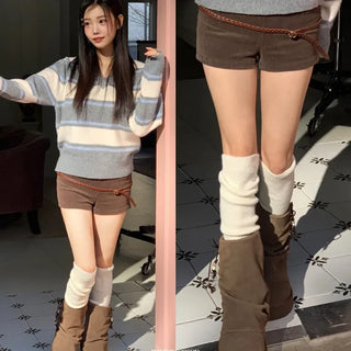 Dolly Corduroy Golden High-Waist Shorts