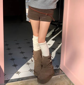 Dolly Corduroy Golden High-Waist Shorts