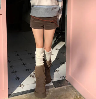 Dolly Corduroy Golden High-Waist Shorts